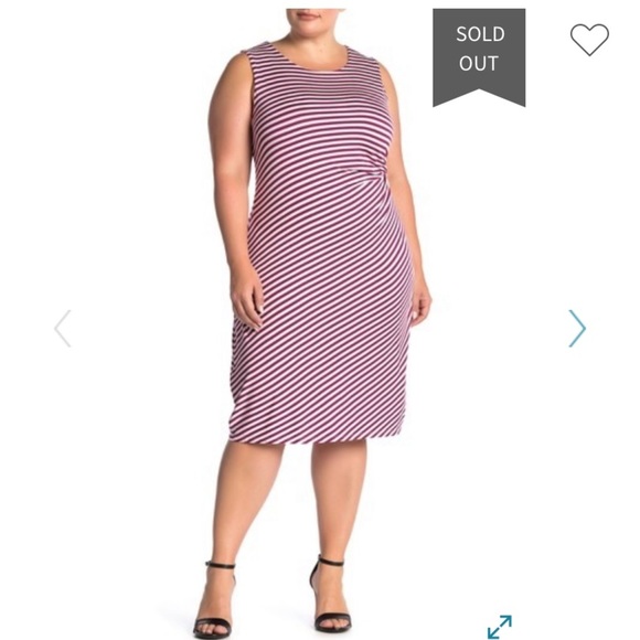 Bobeau Estelle Stripe Side Draped Dress, size 3X - Picture 1 of 9